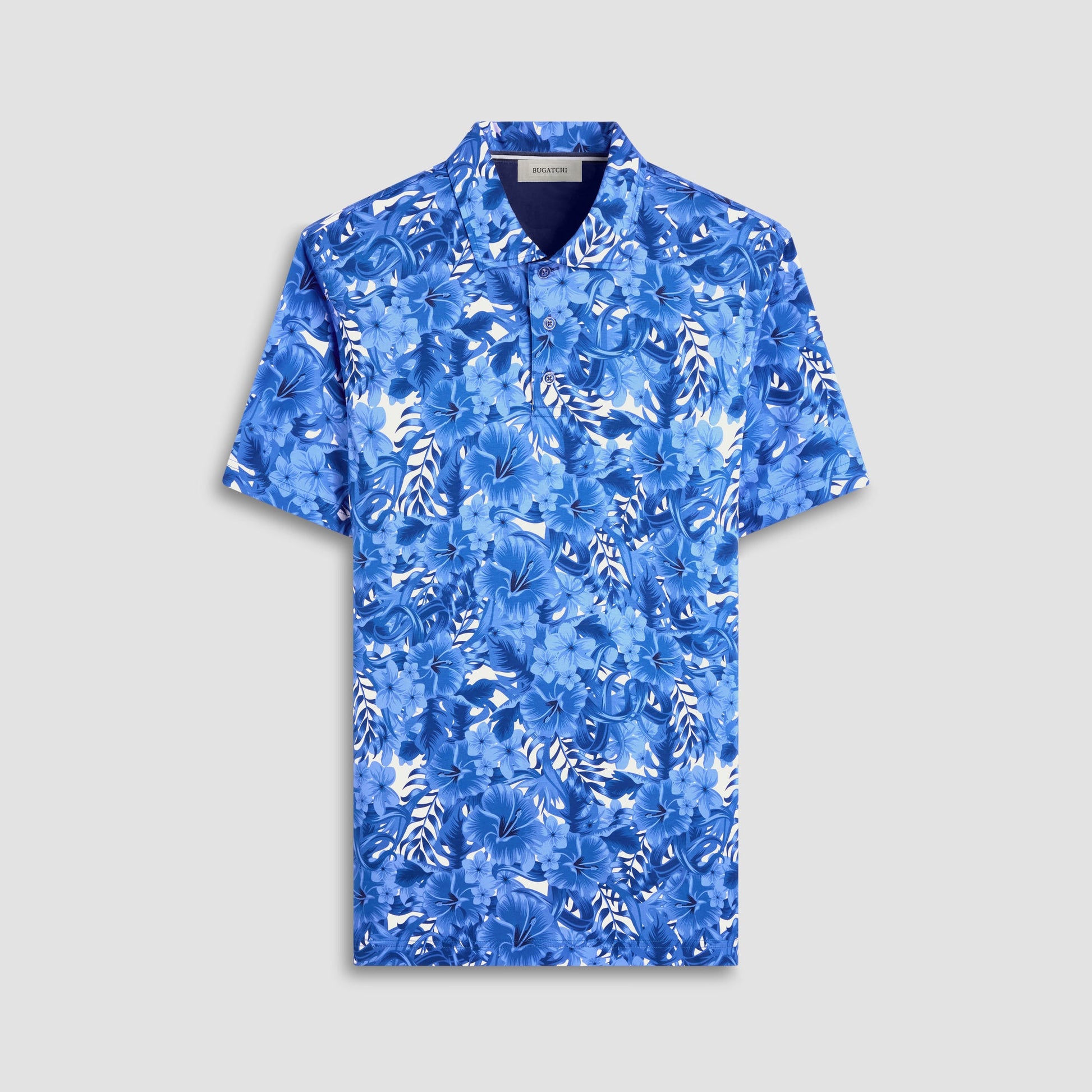 Bugatchi Hendrix Floral Polo Shirt Classic Blue