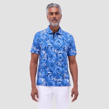 Bugatchi Hendrix Floral Polo Shirt Classic Blue
