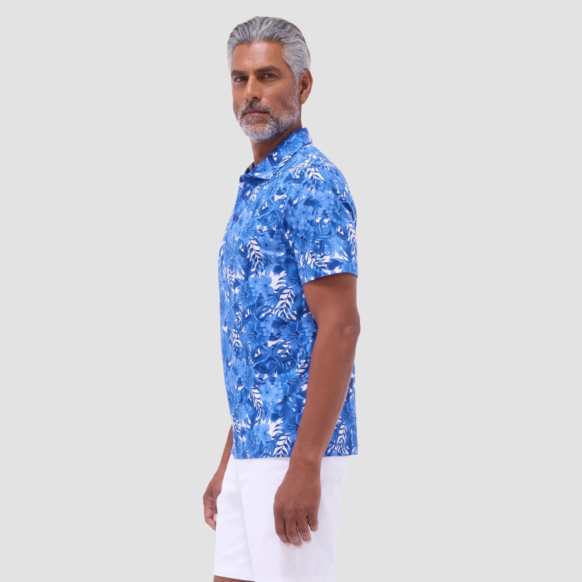 Bugatchi Hendrix Floral Polo Shirt Classic Blue