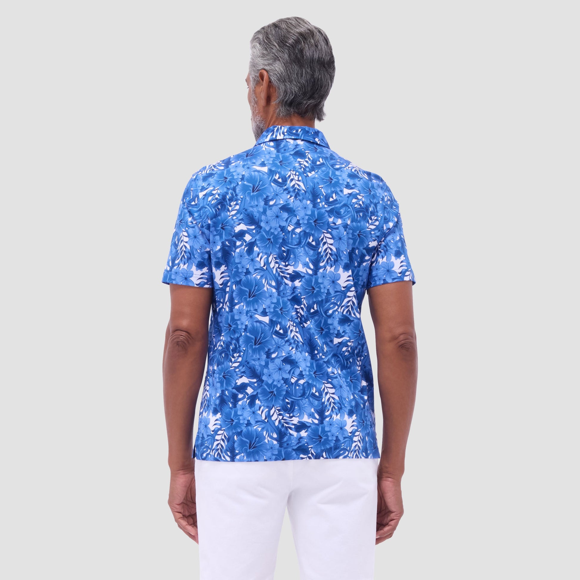 Bugatchi Hendrix Floral Polo Shirt Classic Blue