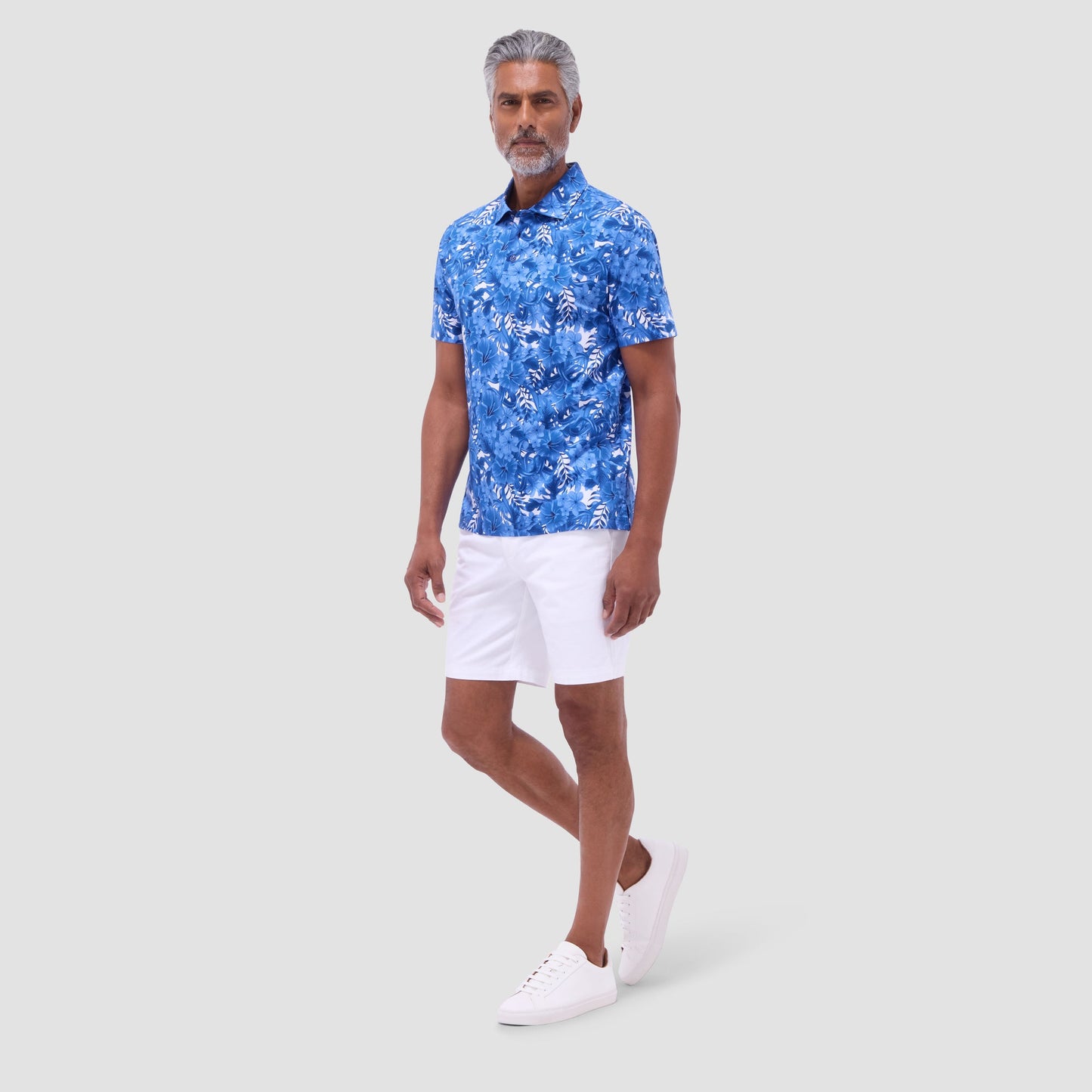 Bugatchi Hendrix Floral Polo Shirt Classic Blue