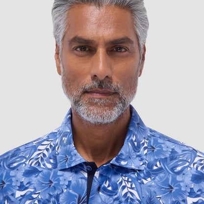Bugatchi Hendrix Floral Polo Shirt Classic Blue