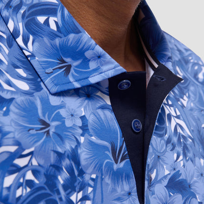 Bugatchi Hendrix Floral Polo Shirt Classic Blue