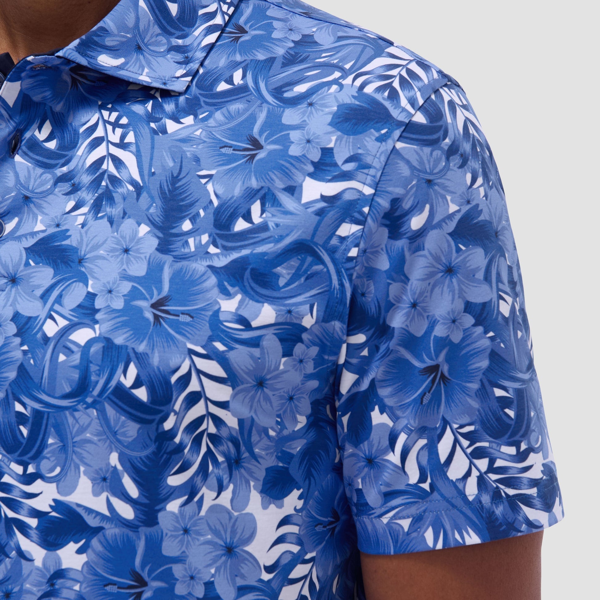 Bugatchi Hendrix Floral Polo Shirt Classic Blue