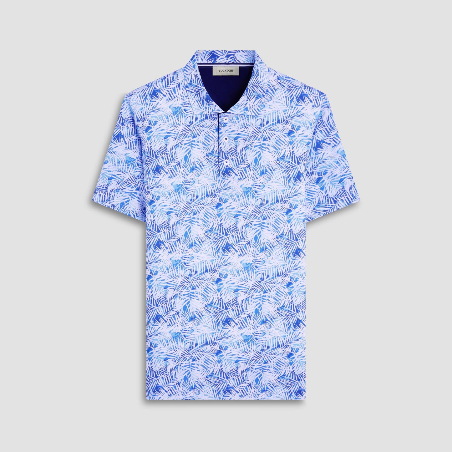 Bugatchi Hendrix Leaf Print Polo Shirt Turquoise