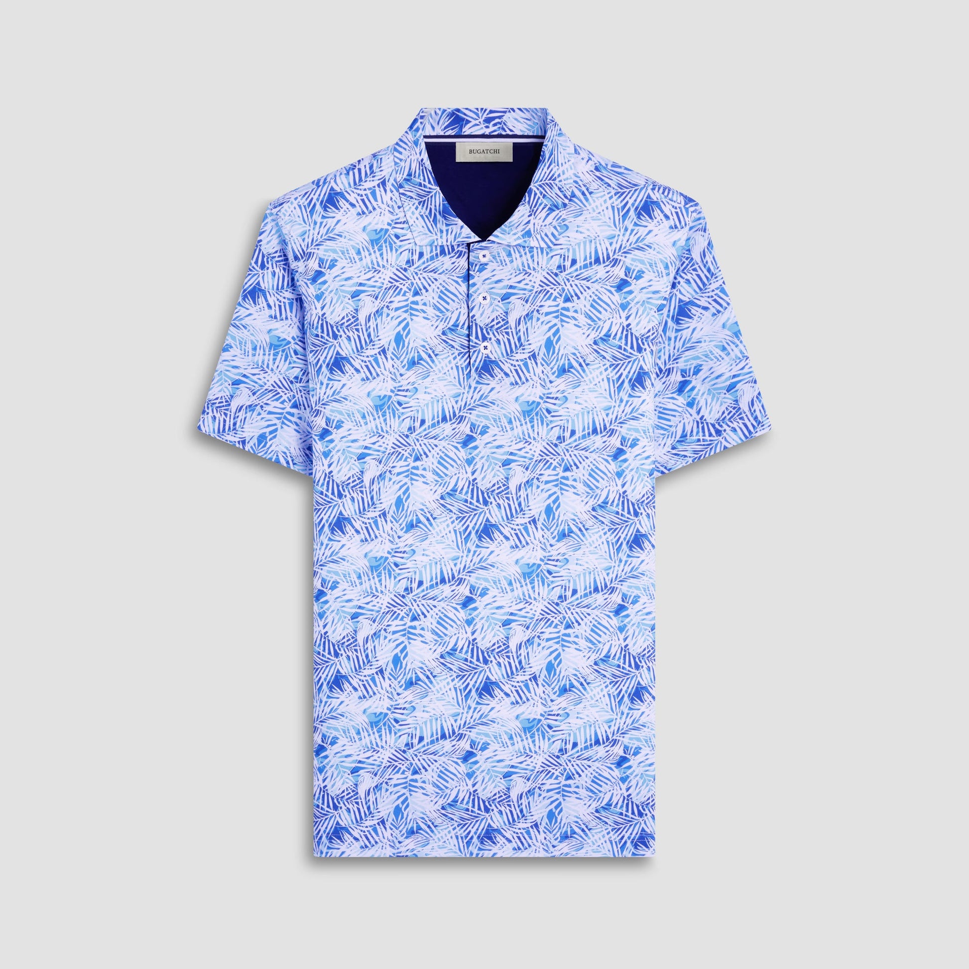 Bugatchi Hendrix Leaf Print Polo Shirt Turquoise