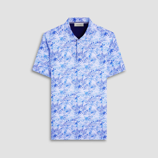 Bugatchi Hendrix Leaf Print Polo Shirt Turquoise