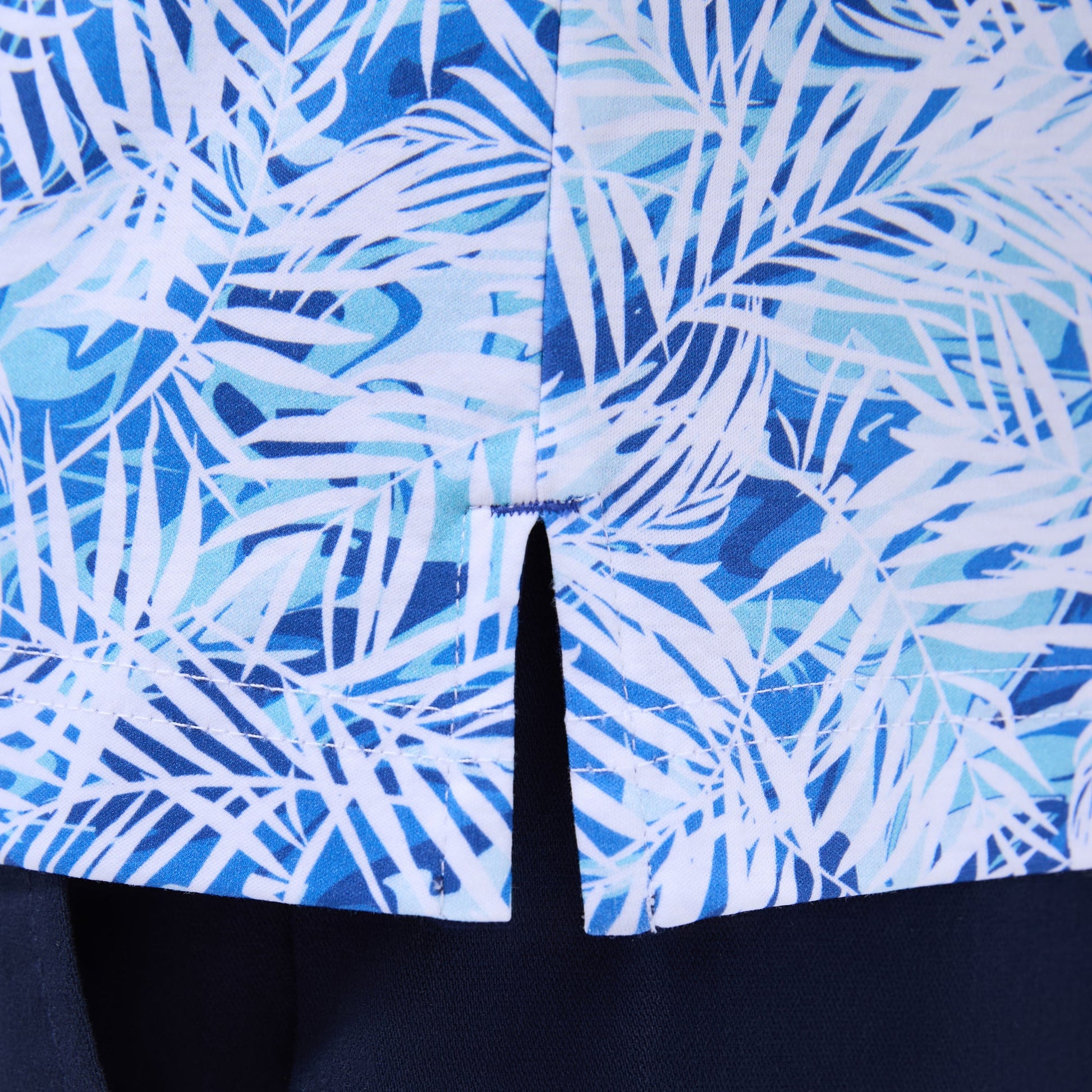 Bugatchi Hendrix Leaf Print Polo Shirt Turquoise