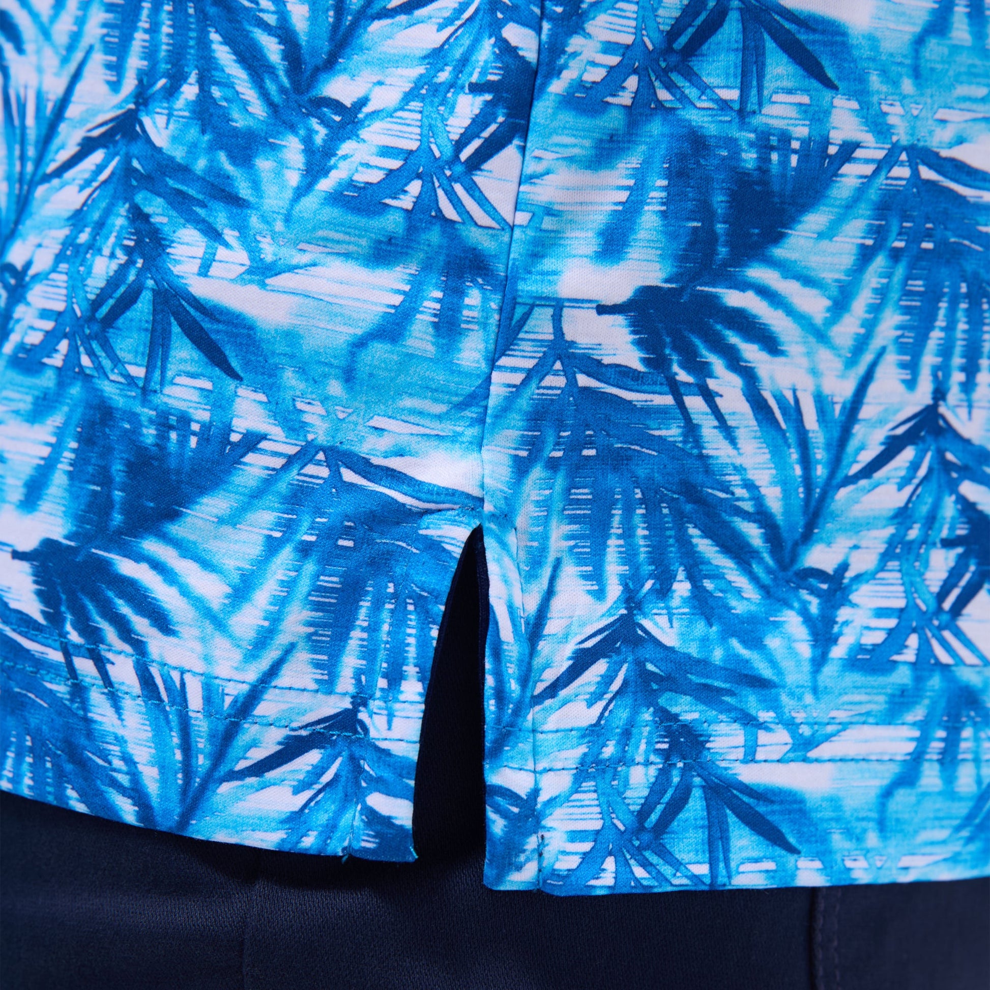 Bugatchi Hendrix Leaf Print Polo Shirt Aqua