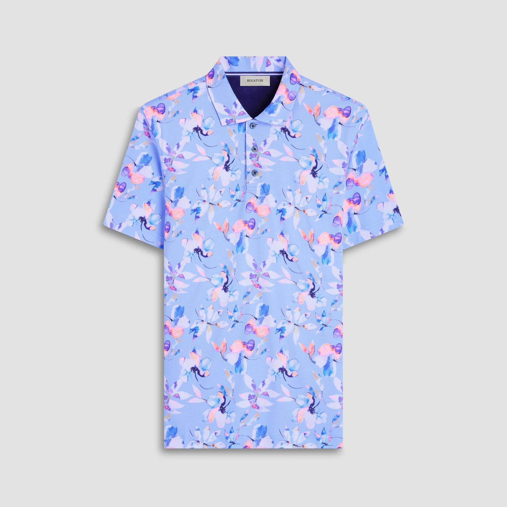 Bugatchi Hendrix Floral Polo Shirt Air Blue