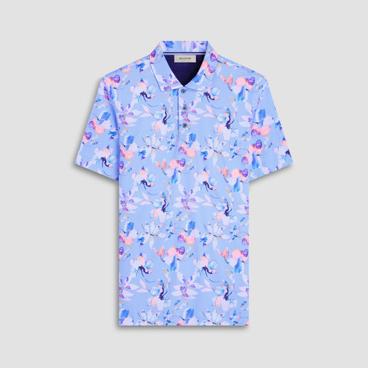 Bugatchi Hendrix Floral Polo Shirt Air Blue