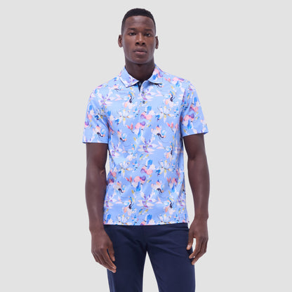 Bugatchi Hendrix Floral Polo Shirt Air Blue