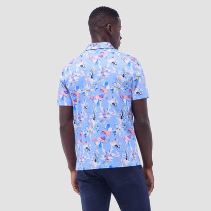 Bugatchi Hendrix Floral Polo Shirt Air Blue