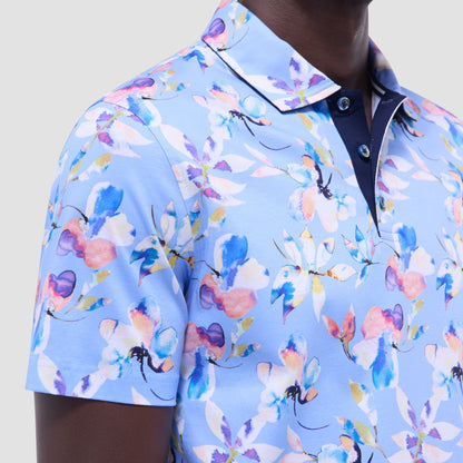 Bugatchi Hendrix Floral Polo Shirt Air Blue