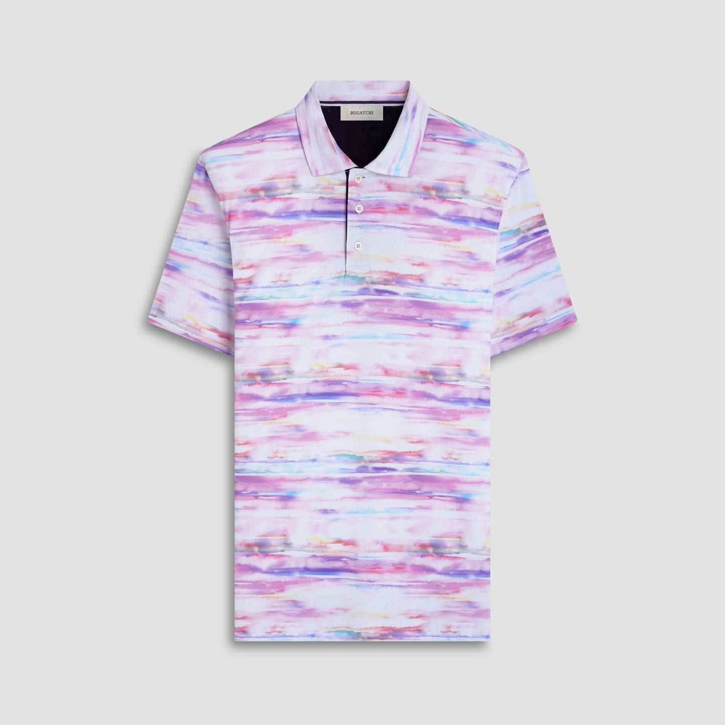 Bugatchi Hendrix Watercolor Abstract Polo Shirt Pink