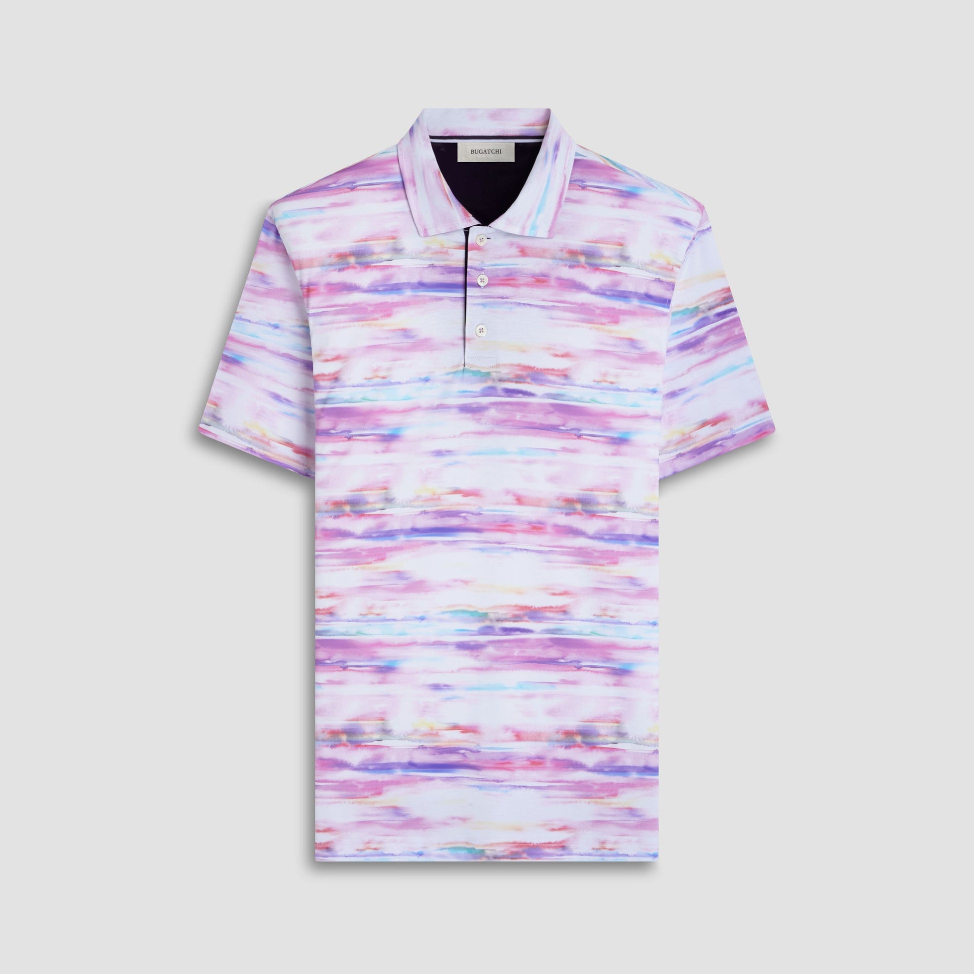 Bugatchi Hendrix Watercolor Abstract Polo Shirt Pink