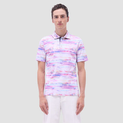 Bugatchi Hendrix Watercolor Abstract Polo Shirt Pink
