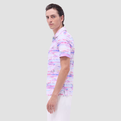 Bugatchi Hendrix Watercolor Abstract Polo Shirt Pink