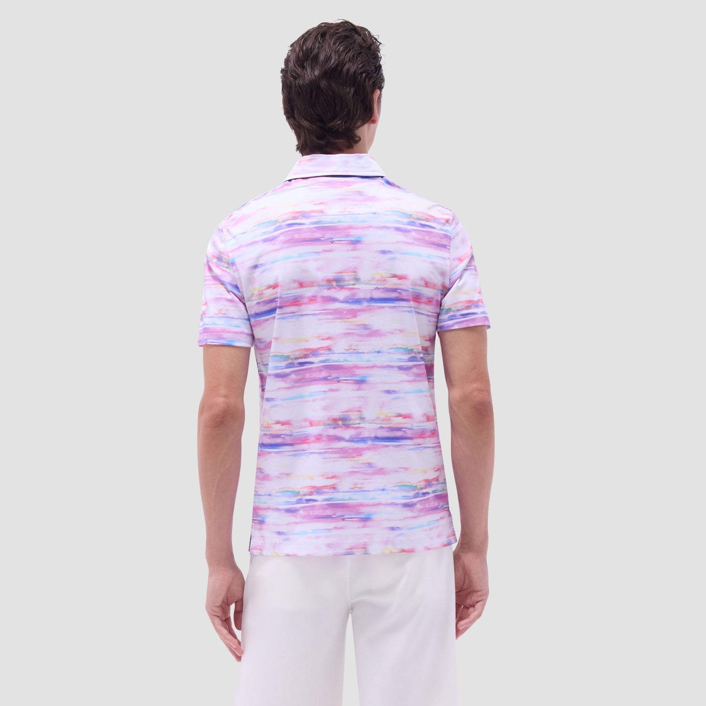 Bugatchi Hendrix Watercolor Abstract Polo Shirt Pink
