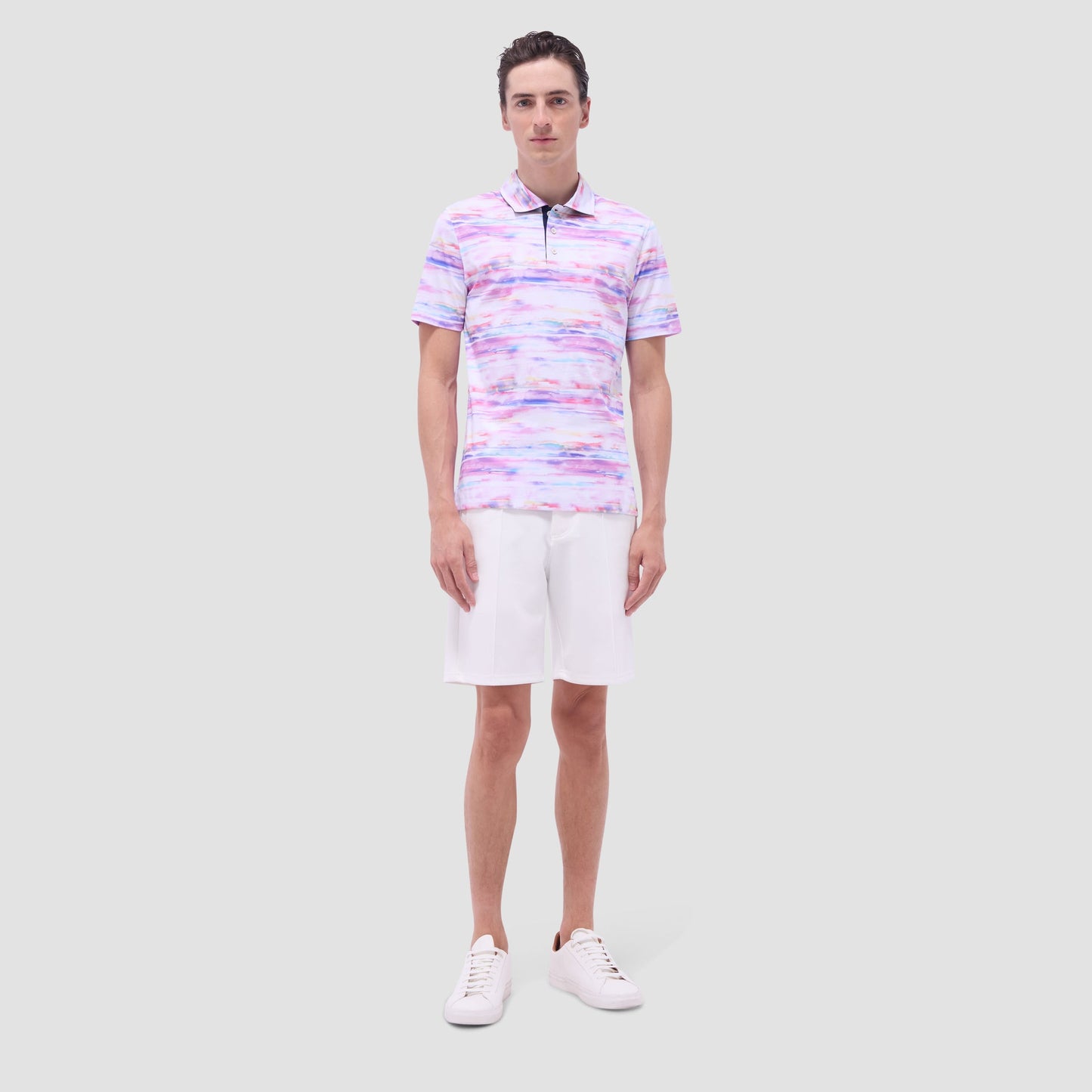 Bugatchi Hendrix Watercolor Abstract Polo Shirt Pink
