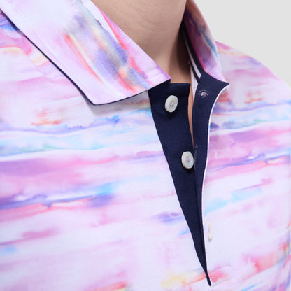 Bugatchi Hendrix Watercolor Abstract Polo Shirt Pink