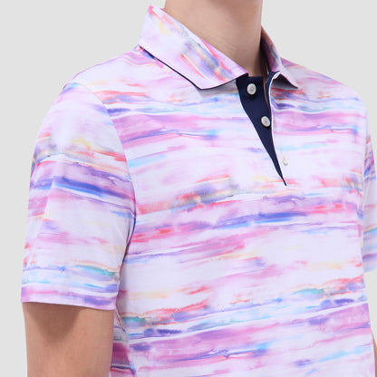 Bugatchi Hendrix Watercolor Abstract Polo Shirt Pink