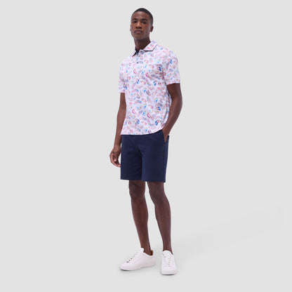 Bugatchi Hendrix Feather Leaf Print Polo Shirt White