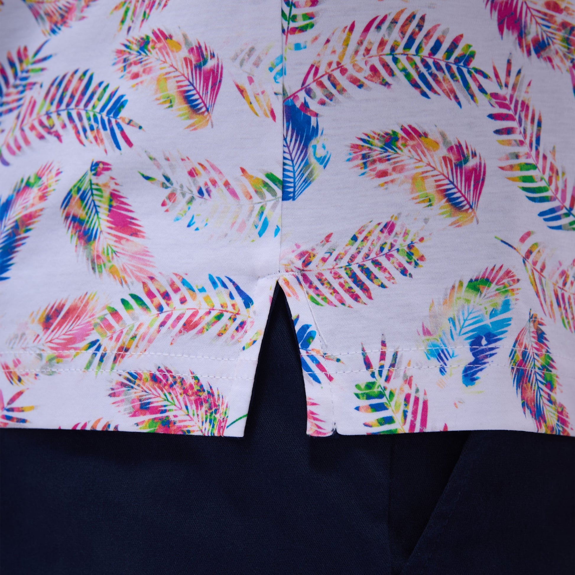 Bugatchi Hendrix Feather Leaf Print Polo Shirt White