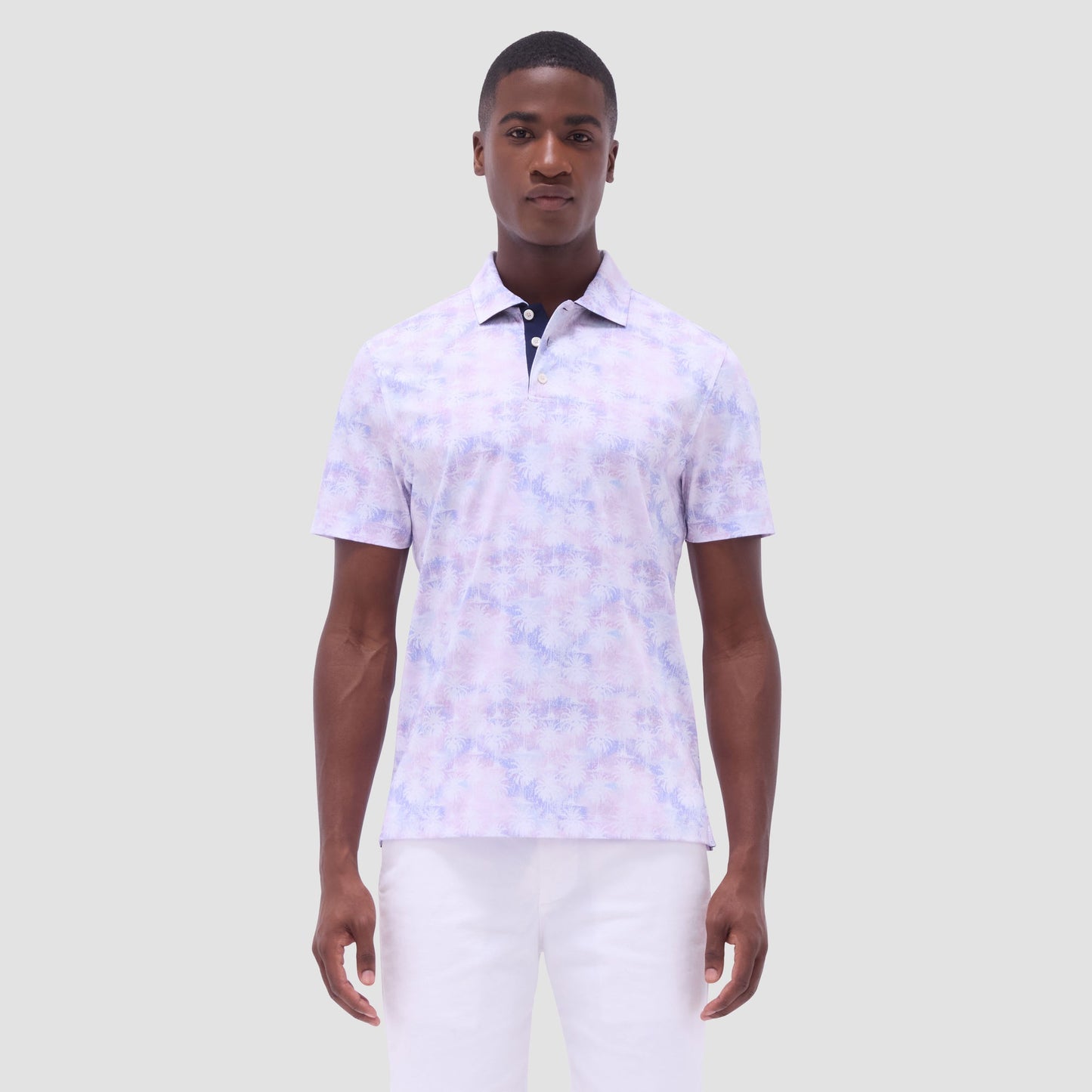 Bugatchi Hendrix Watercolor Palm Tree Polo Shirt Pink