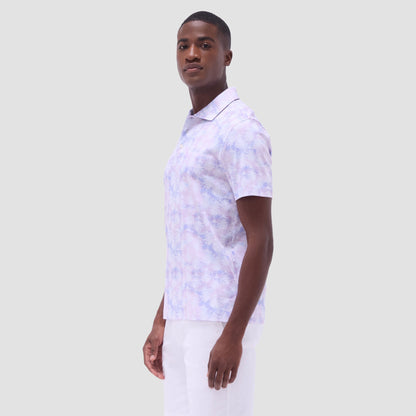 Bugatchi Hendrix Watercolor Palm Tree Polo Shirt Pink