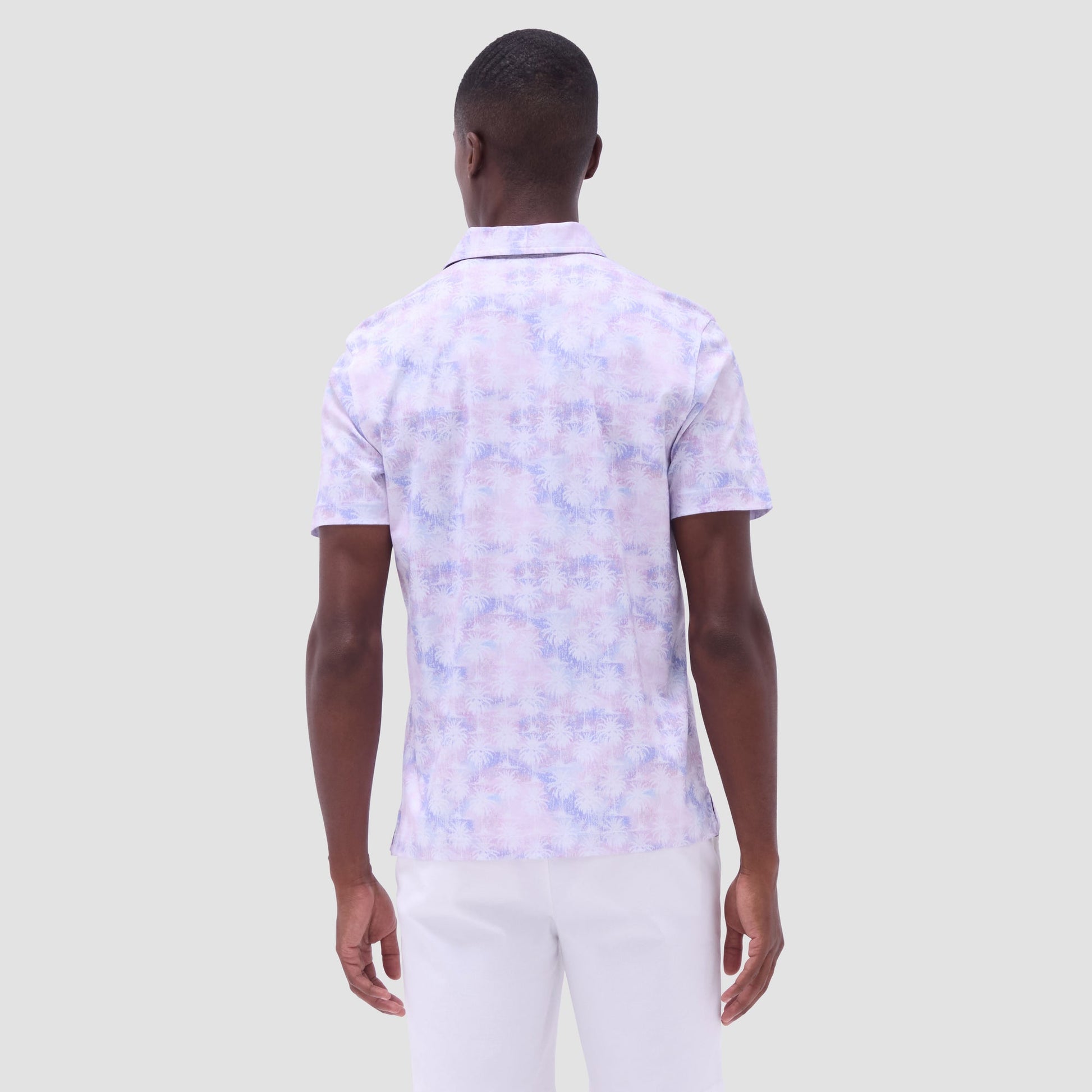 Bugatchi Hendrix Watercolor Palm Tree Polo Shirt Pink