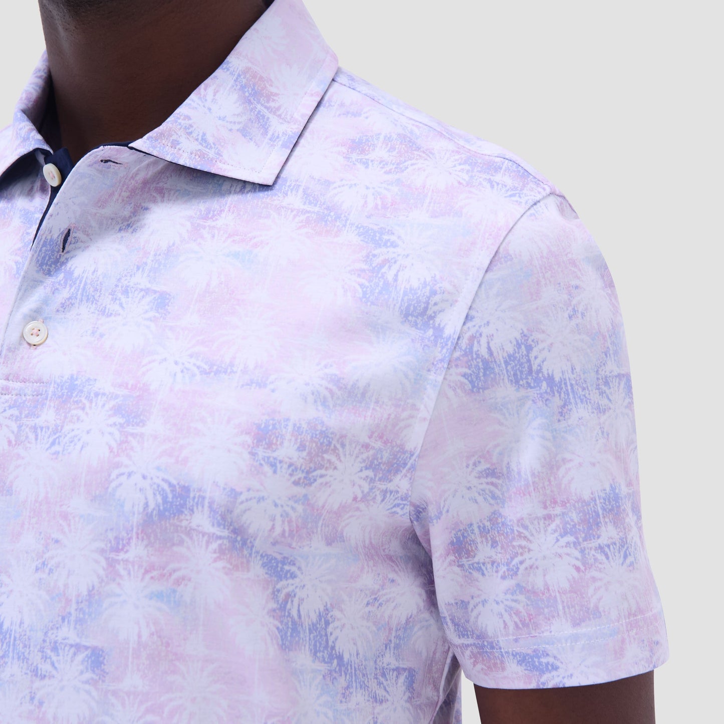 Bugatchi Hendrix Watercolor Palm Tree Polo Shirt Pink