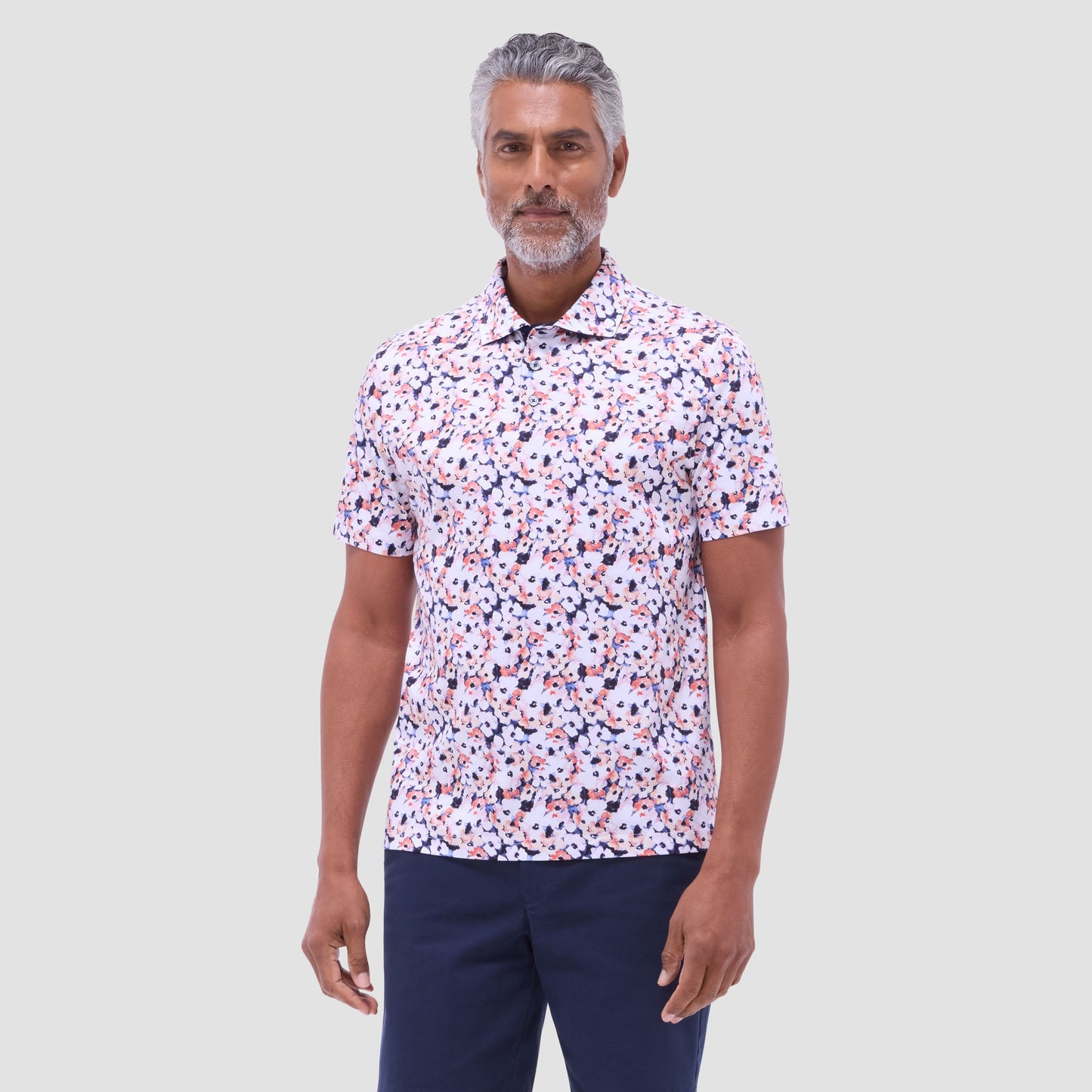 Bugatchi Hendrix Floral Polo Shirt Navy