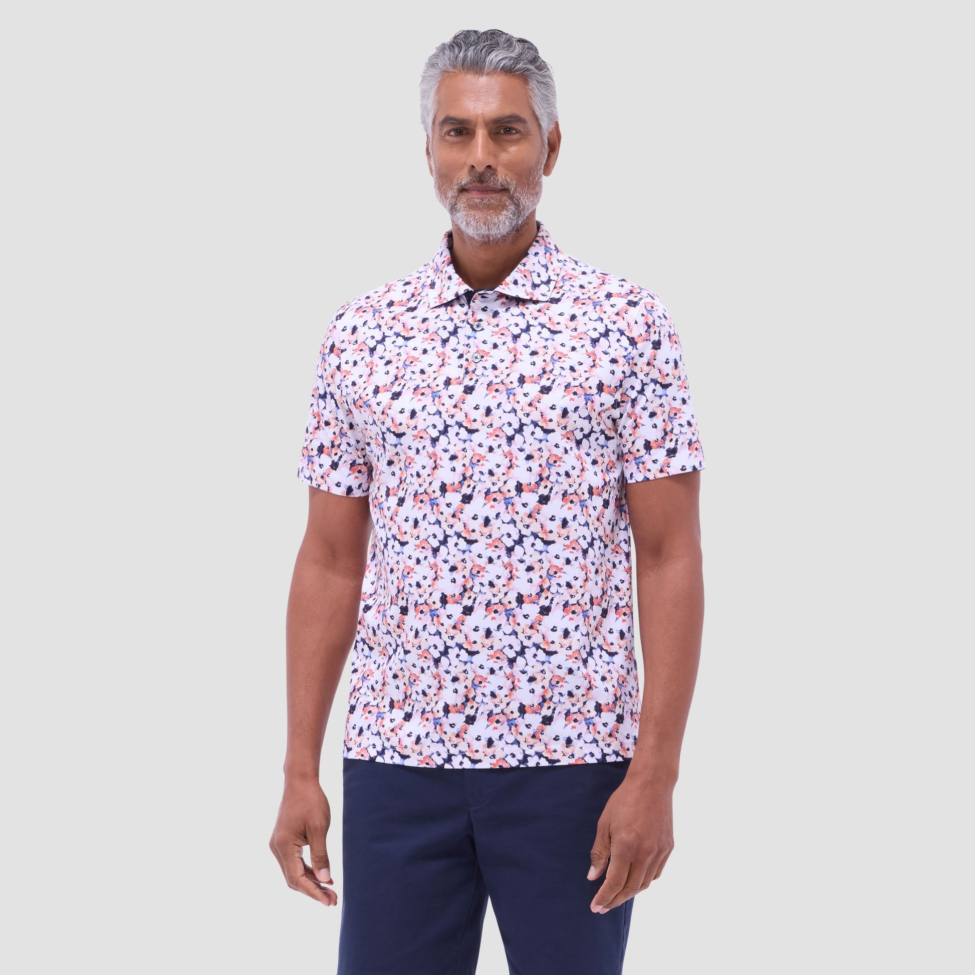 Bugatchi Hendrix Floral Polo Shirt Navy