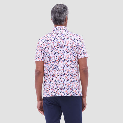 Bugatchi Hendrix Floral Polo Shirt Navy