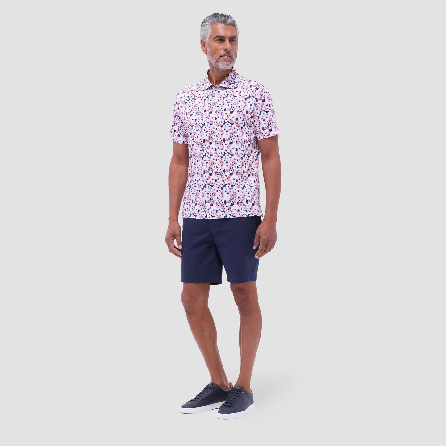 Bugatchi Hendrix Floral Polo Shirt Navy