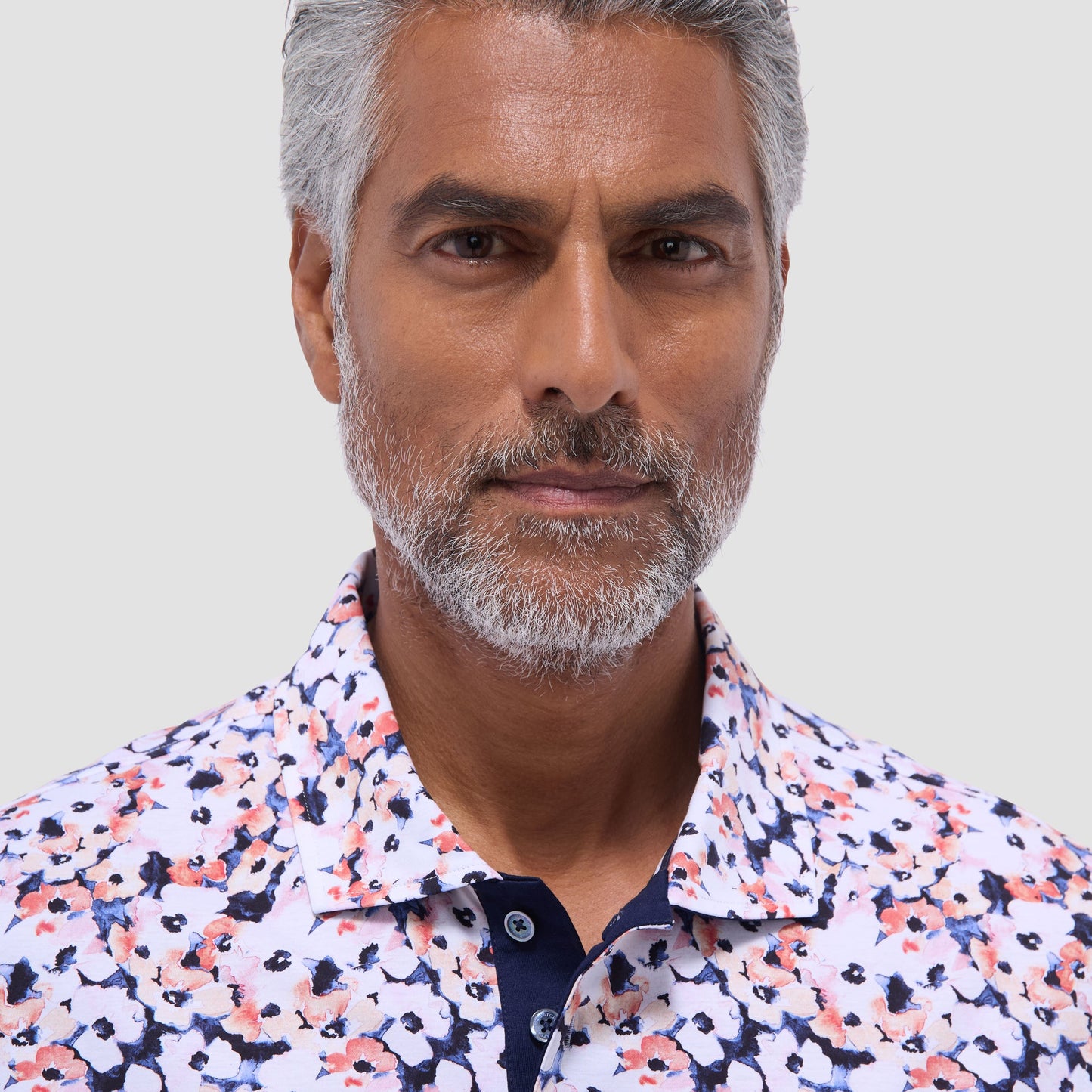 Bugatchi Hendrix Floral Polo Shirt Navy