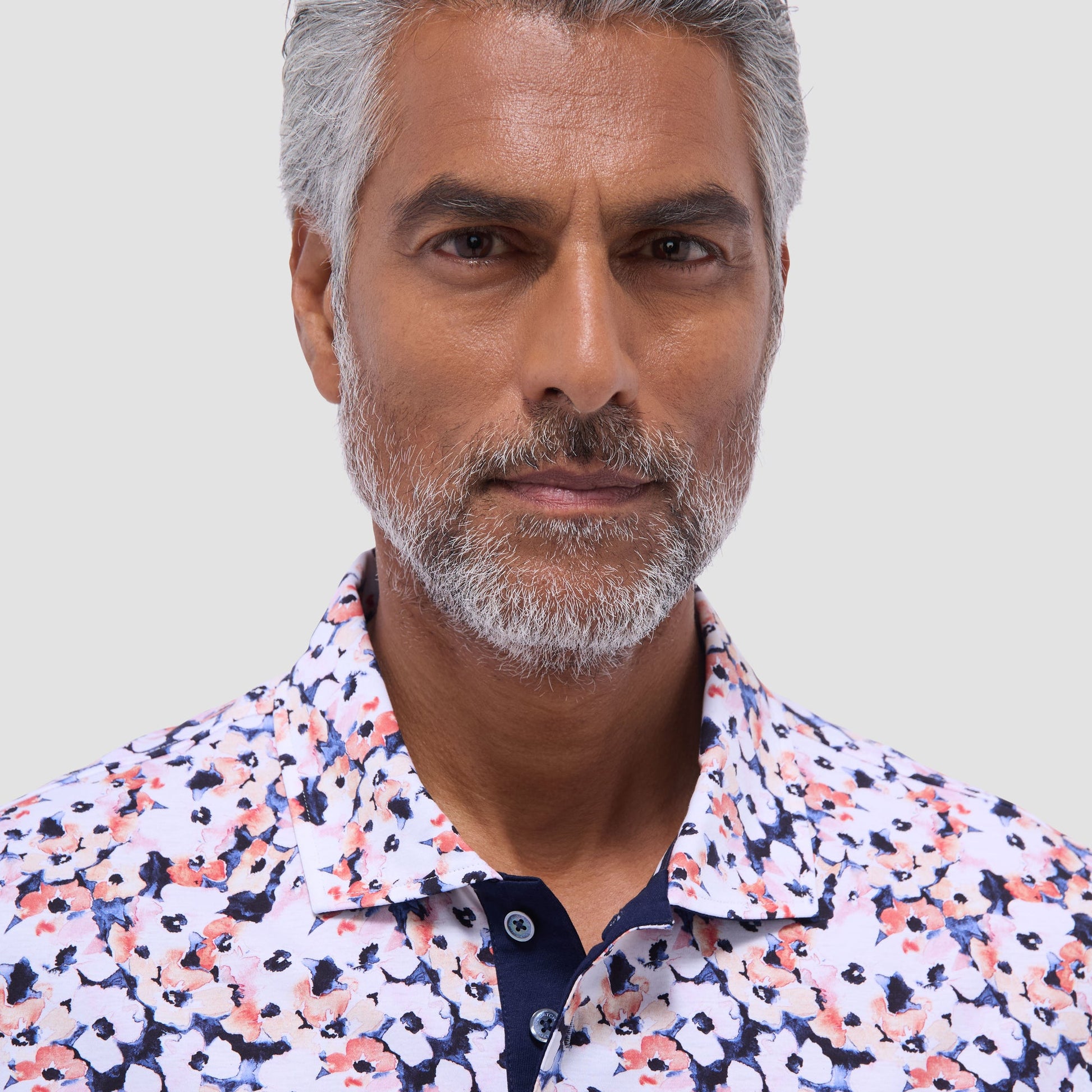Bugatchi Hendrix Floral Polo Shirt Navy