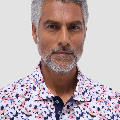 Bugatchi Hendrix Floral Polo Shirt Navy