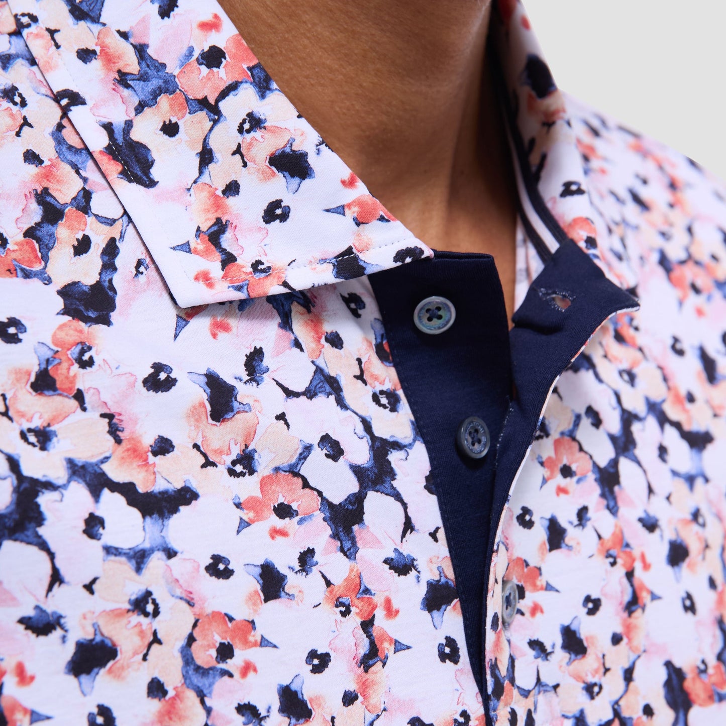 Bugatchi Hendrix Floral Polo Shirt Navy