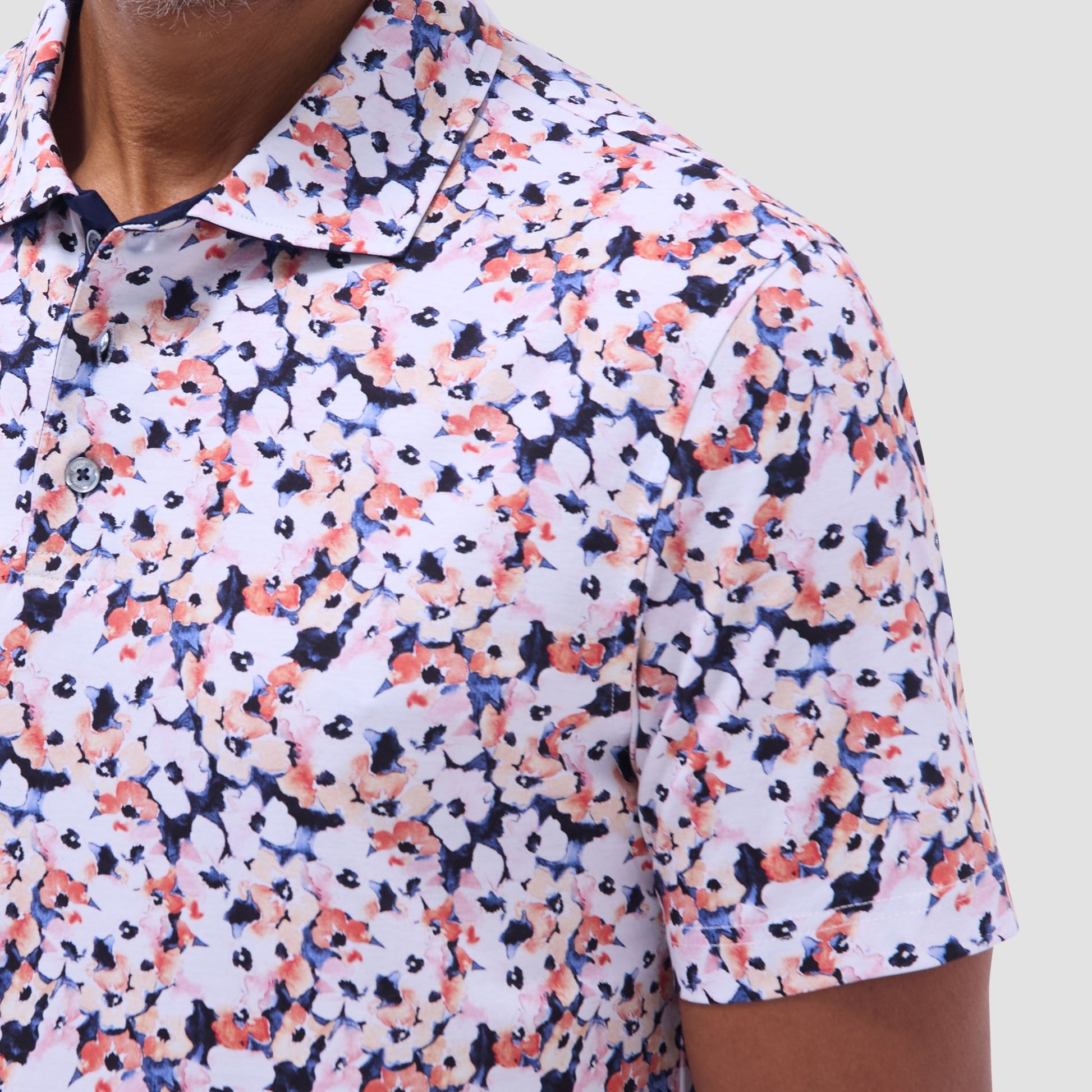 Bugatchi Hendrix Floral Polo Shirt Navy