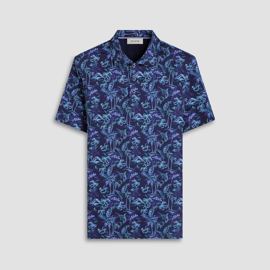 Bugatchi Hendrix Hawaiian Print Polo Shirt Navy