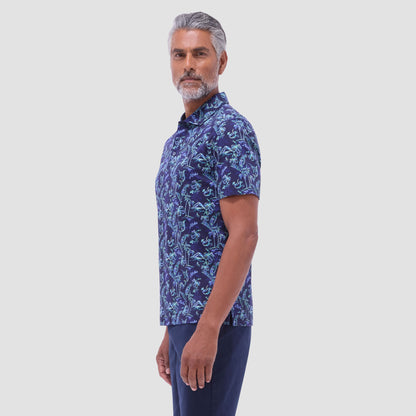 Bugatchi Hendrix Hawaiian Print Polo Shirt Navy