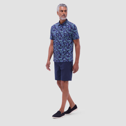 Bugatchi Hendrix Hawaiian Print Polo Shirt Navy