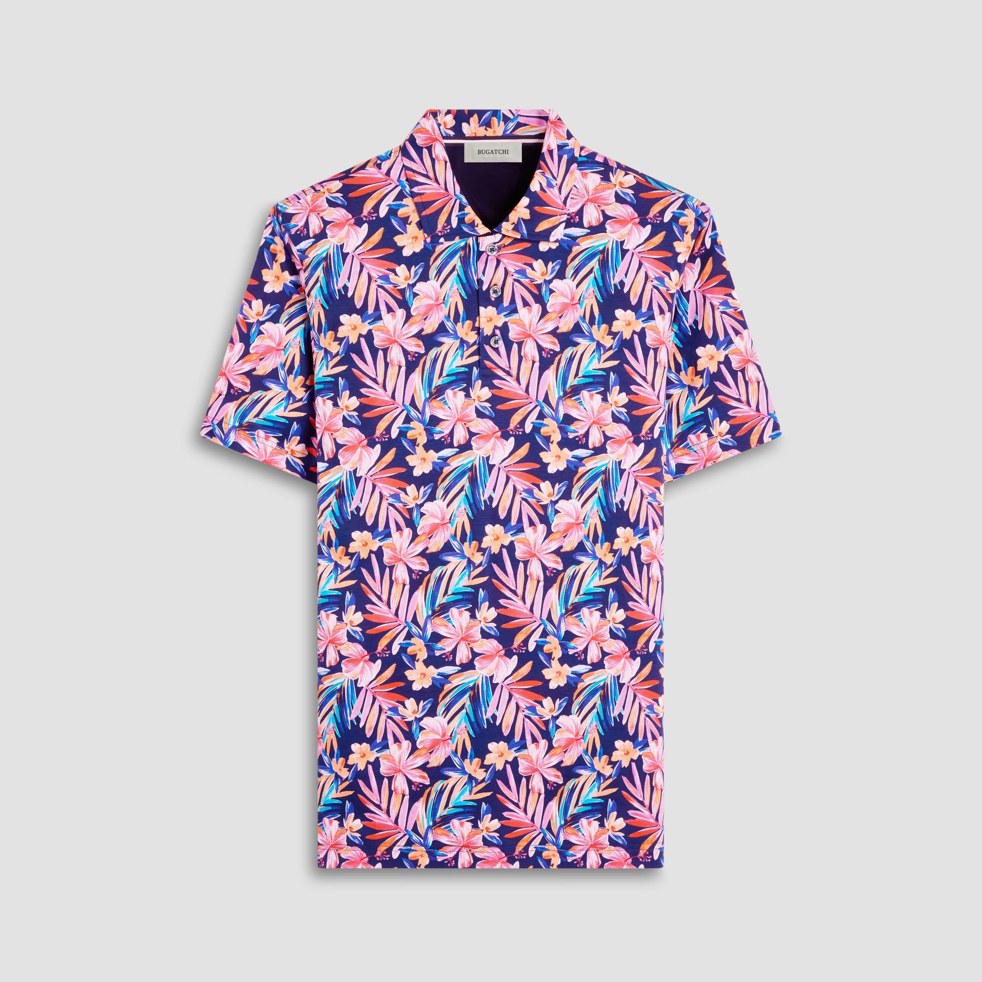 Bugatchi Hendrix Floral Polo Shirt Navy
