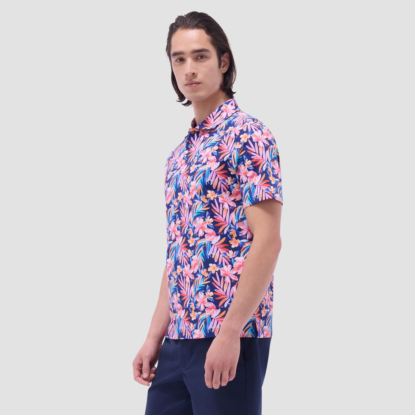 Bugatchi Hendrix Floral Polo Shirt Navy
