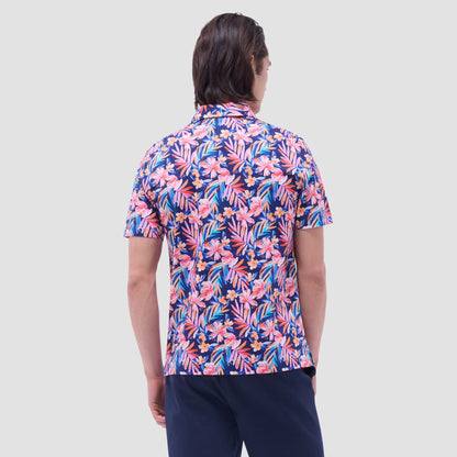 Bugatchi Hendrix Floral Polo Shirt Navy