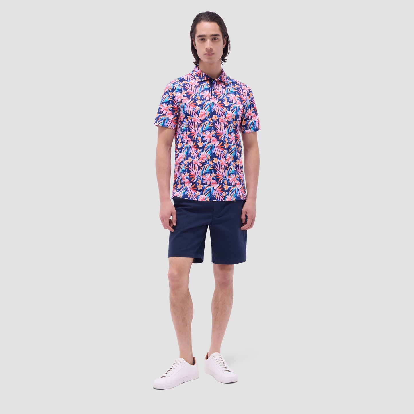 Bugatchi Hendrix Floral Polo Shirt Navy