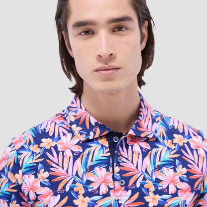 Bugatchi Hendrix Floral Polo Shirt Navy
