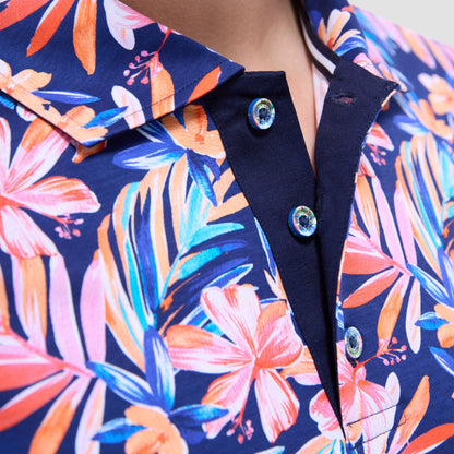 Bugatchi Hendrix Floral Polo Shirt Navy